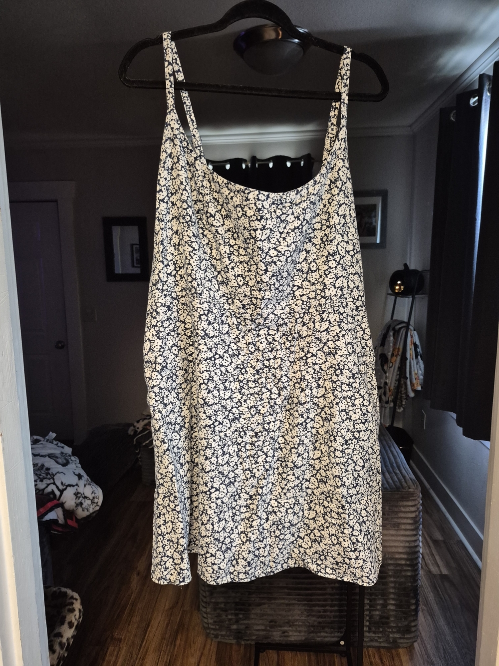 Old Navy Blue and White Floral Cami Swing Dress